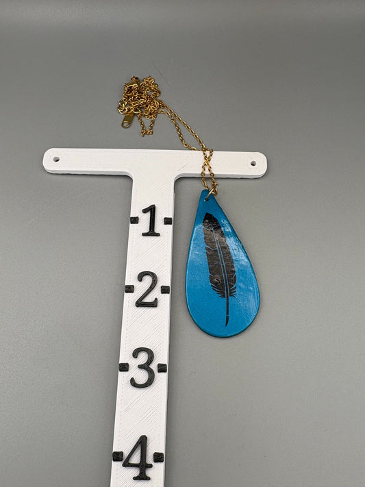 Collier Pendentif Plume Sarcelle