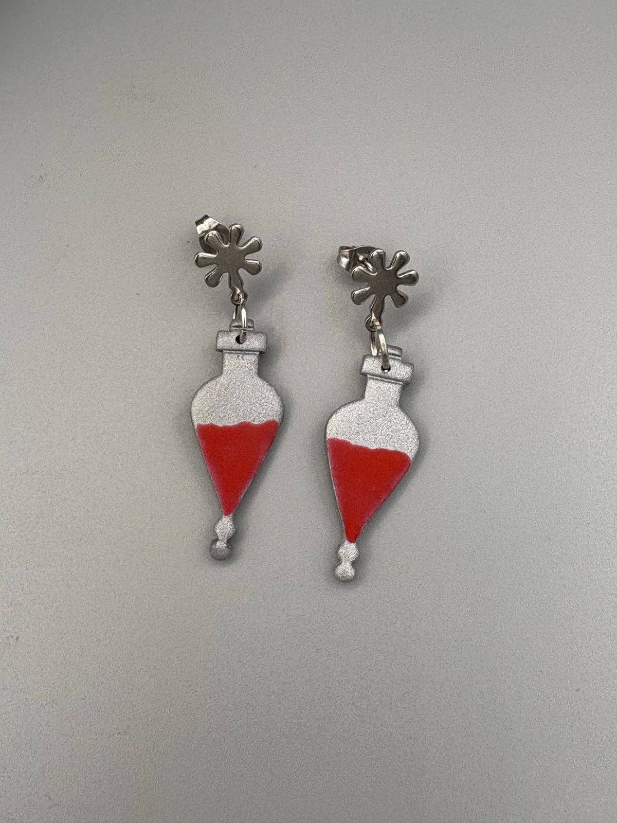Red Potion Bottle Dangle Earrings