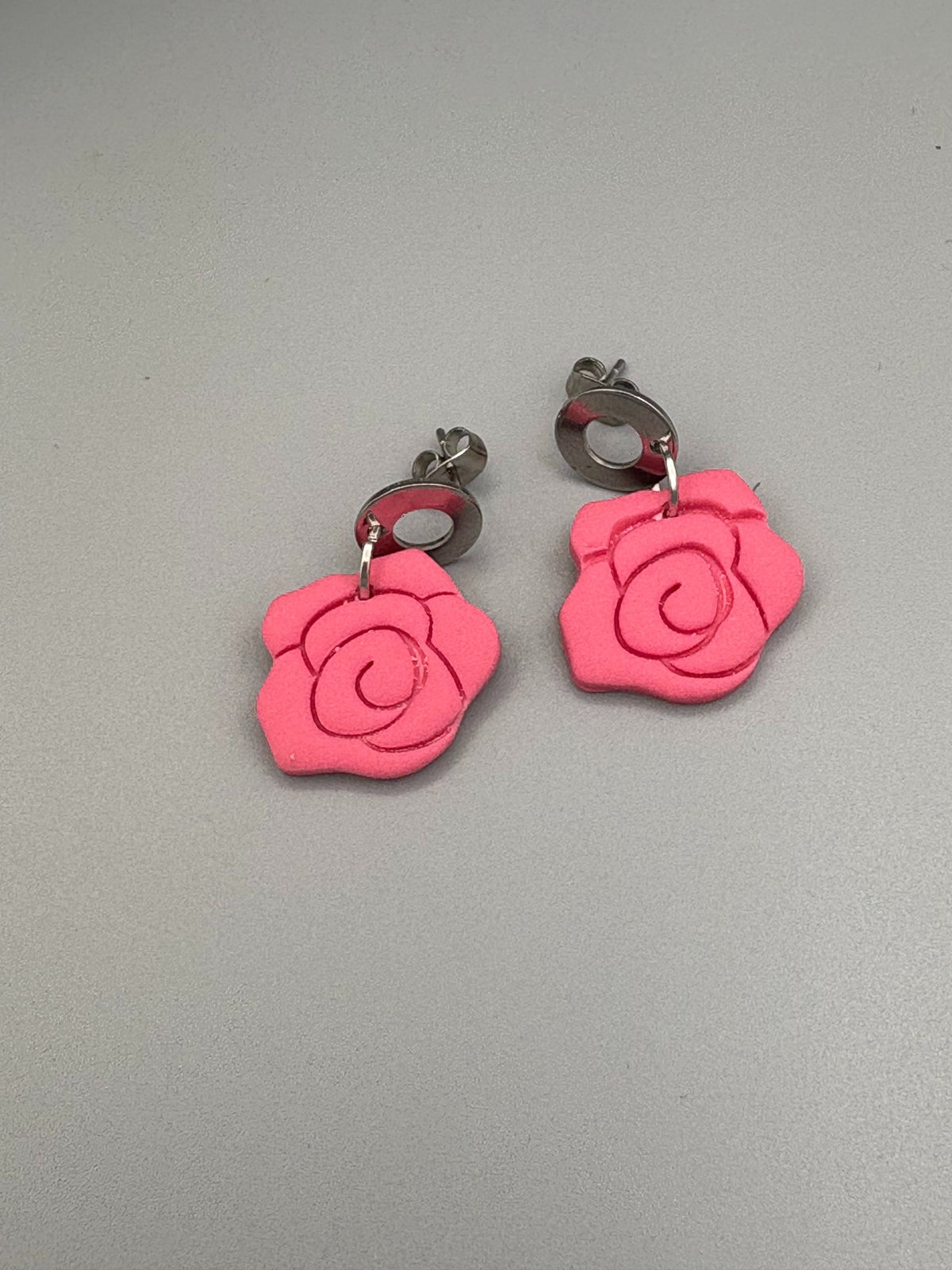 Pink Rose Dangle Earrings