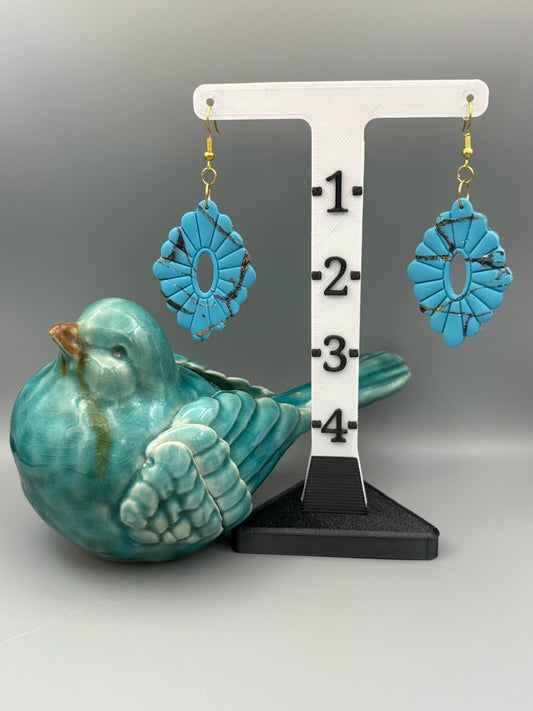 Boucles d'oreilles diamants festonnées en fausse turquoise