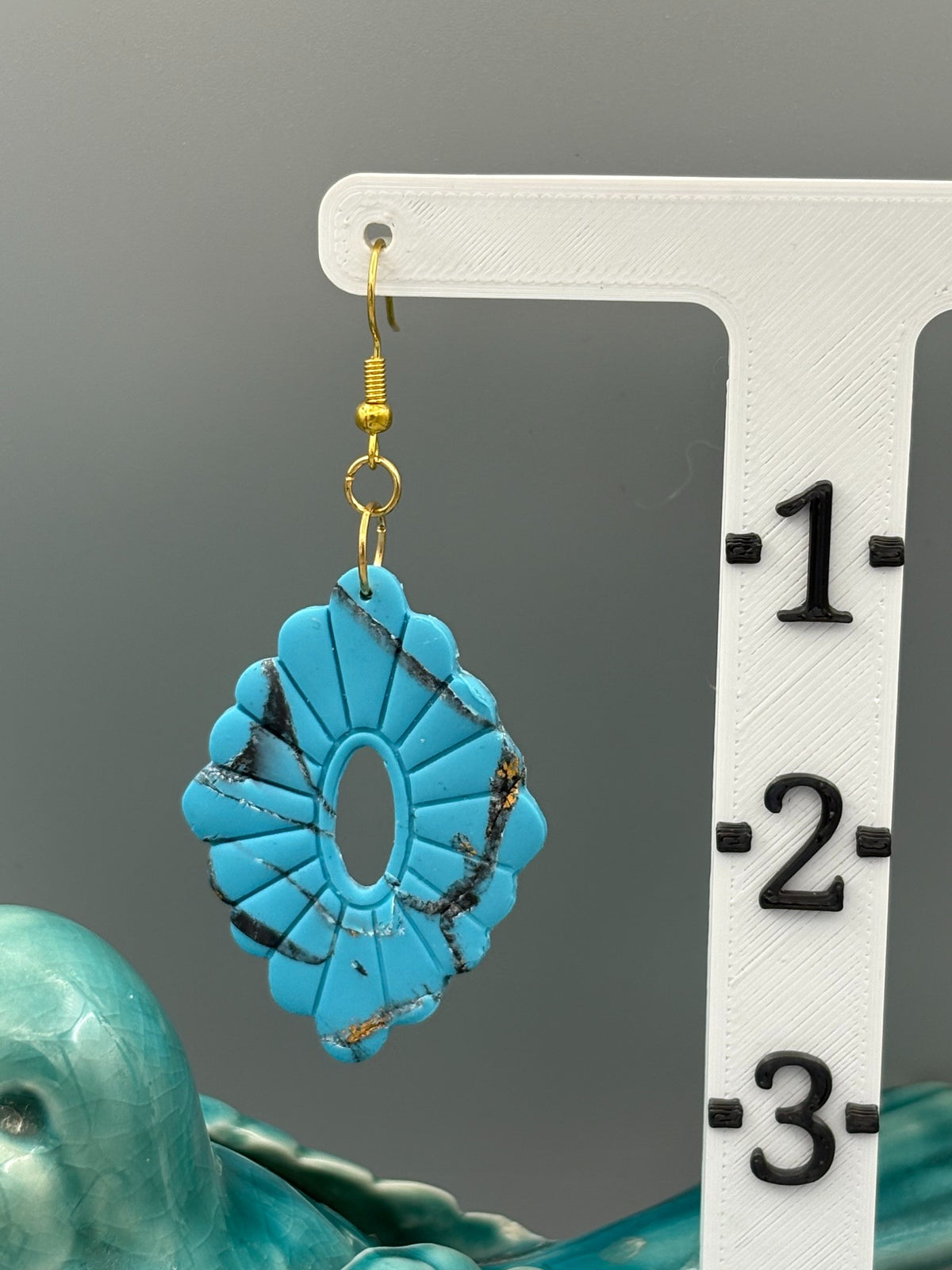 Boucles d'oreilles diamants festonnées en fausse turquoise