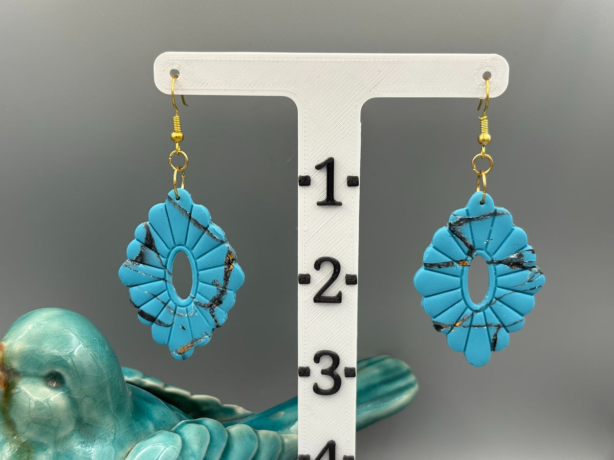 Boucles d'oreilles diamants festonnées en fausse turquoise