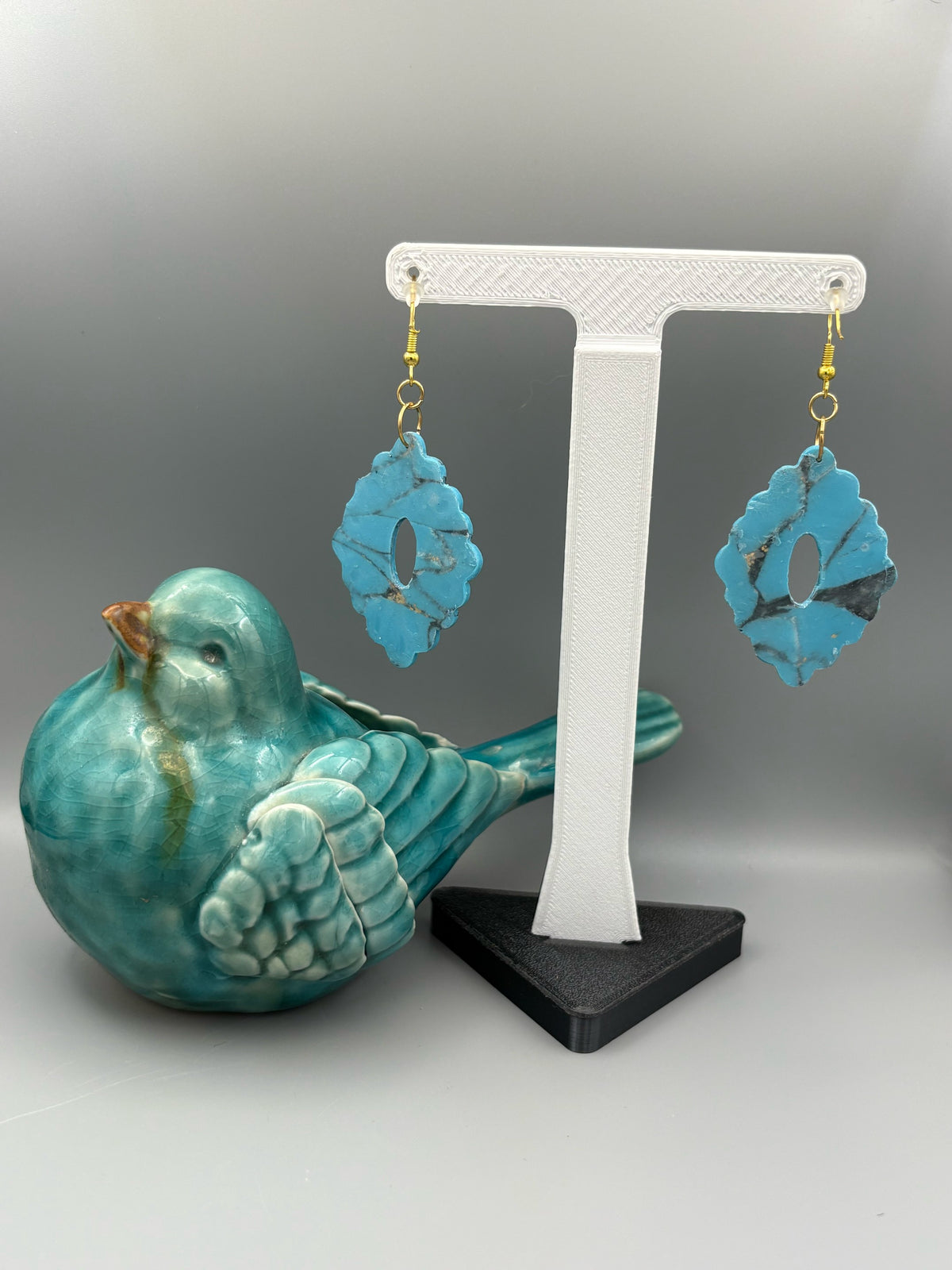 Boucles d'oreilles diamants festonnées en fausse turquoise