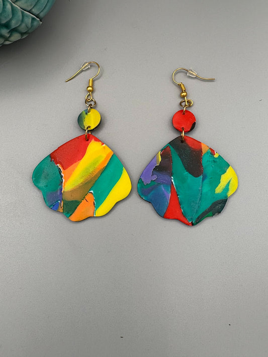 Boucles d'oreilles Cercles & festons aquarelle