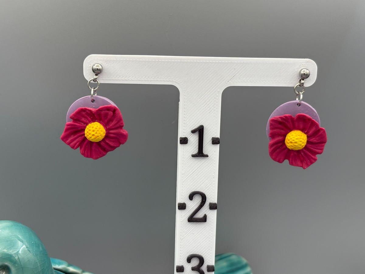 Boucles d'oreilles Fleurs Magenta