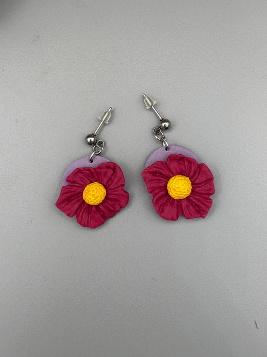 Boucles d'oreilles Fleurs Magenta