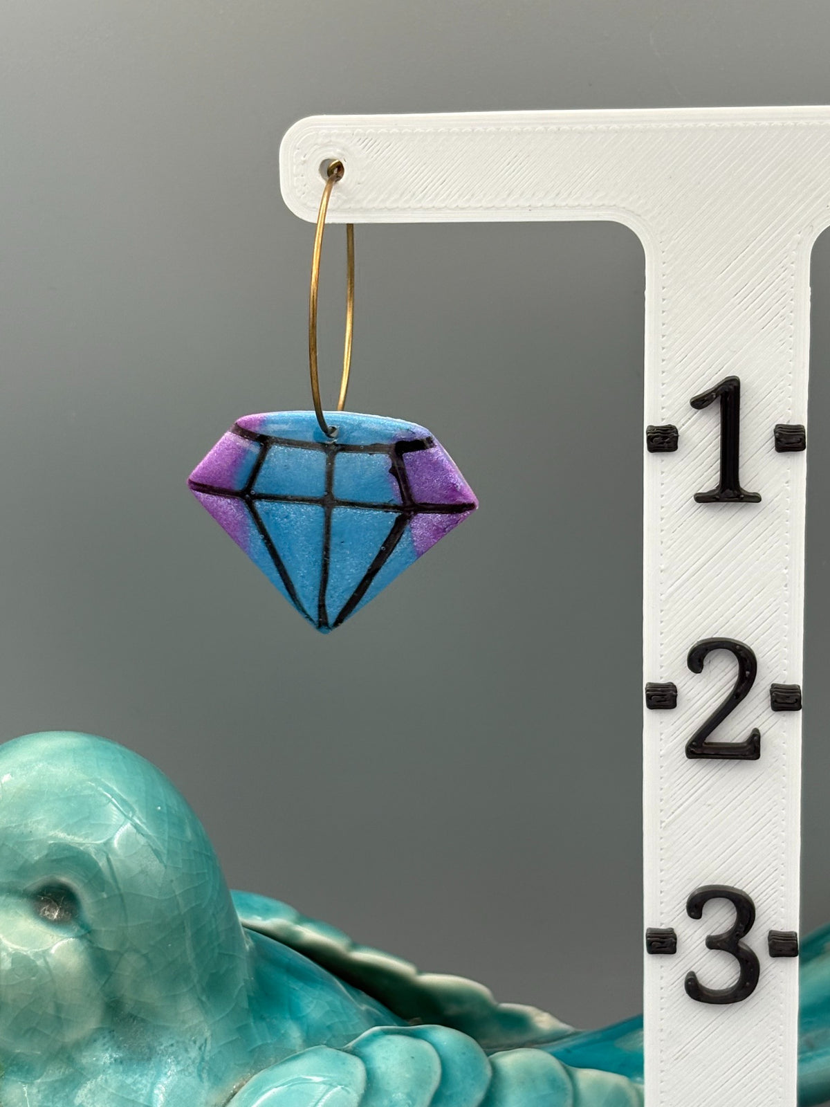 Purple & Teal Diamond Hoop Earrings