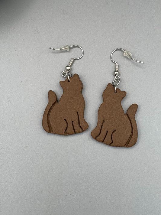 Boucles d'oreilles Chats Bruns