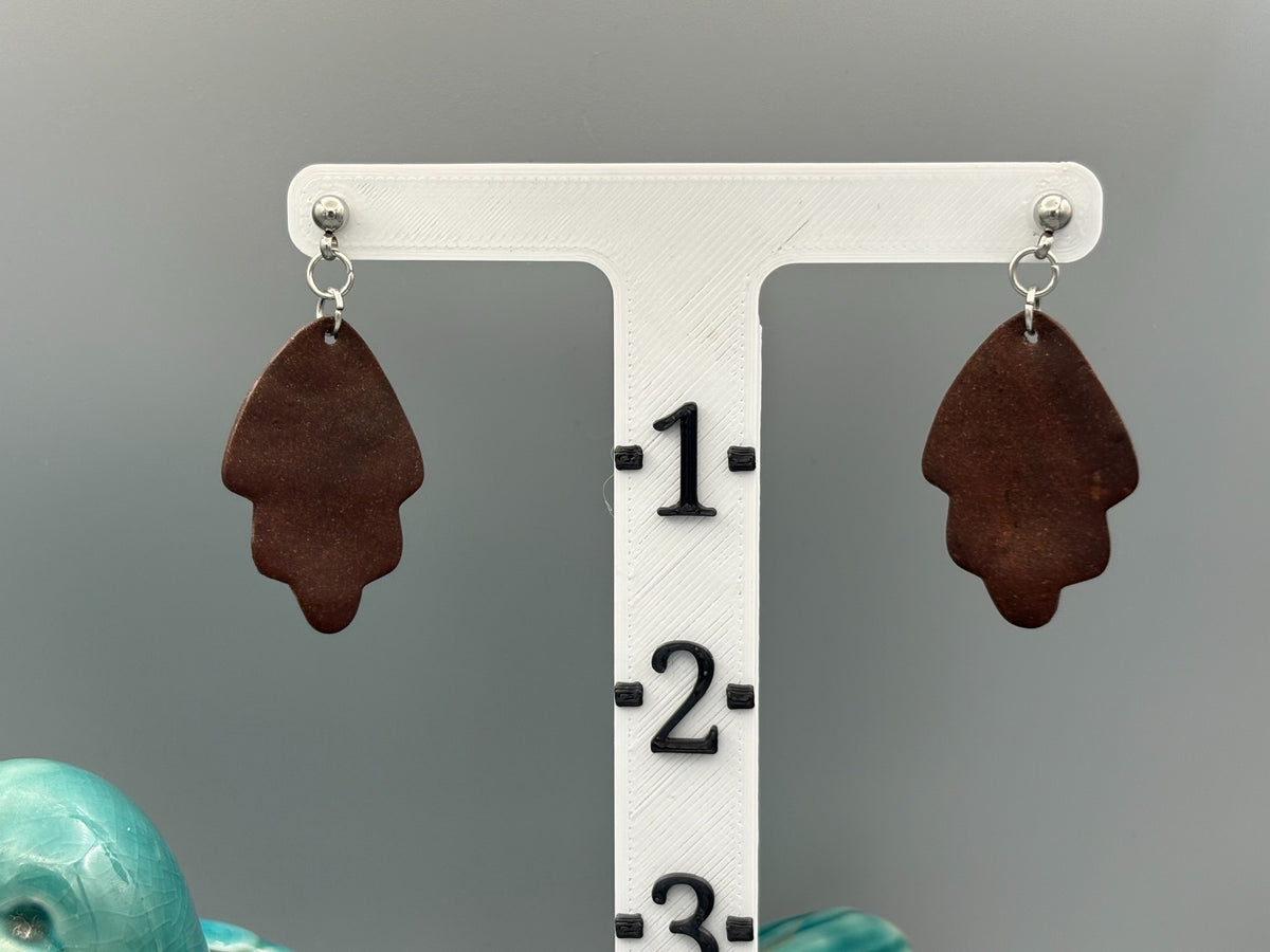 Boucles d'oreilles feuilles d'acajou