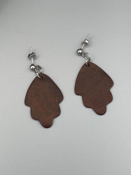 Boucles d'oreilles feuilles d'acajou