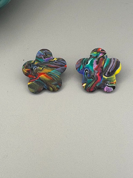 Boucles d'oreilles clous Fleur Kaléidoscope