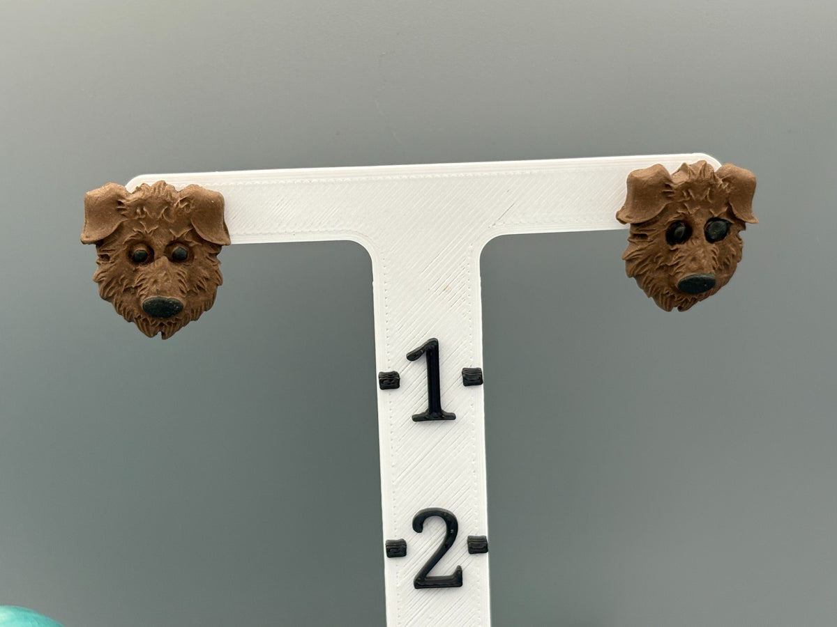 Boucles d'oreilles clous Berger marron