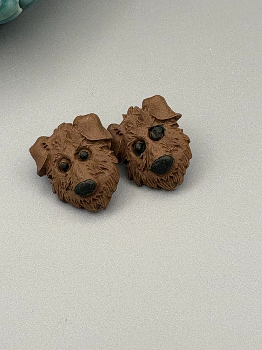 Boucles d'oreilles clous Berger marron