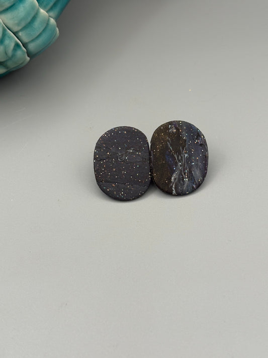 Midnight Sky Oval Stud Earrings