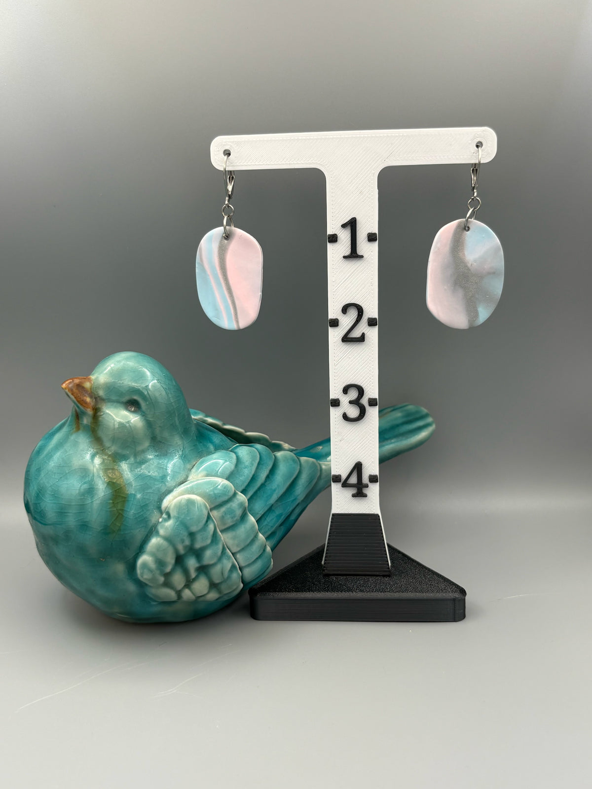 Marble Pastel Oval Dangle Earrings