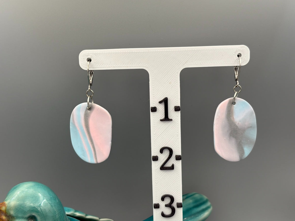 Marble Pastel Oval Dangle Earrings
