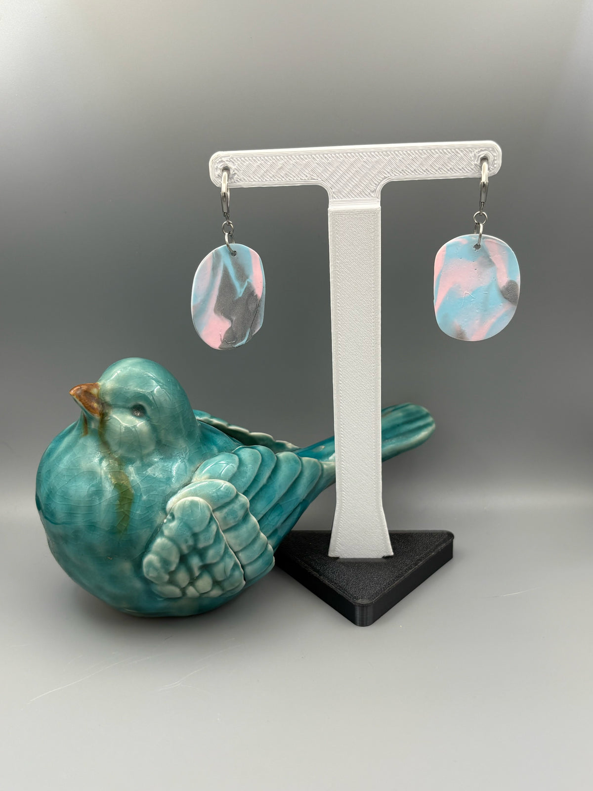 Marble Pastel Oval Dangle Earrings