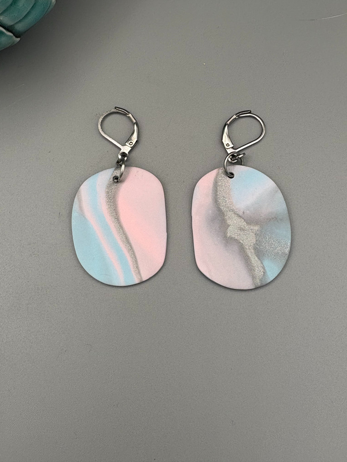 Marble Pastel Oval Dangle Earrings