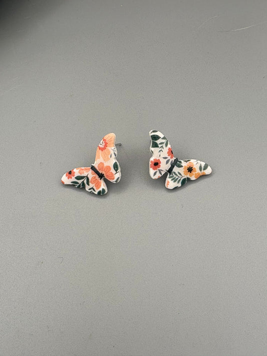 Boucles d'oreilles papillons à motif floral