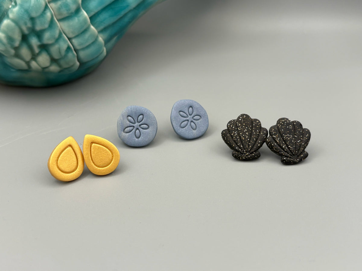 Sand Dollars, Drops, Shells Stud Earrings