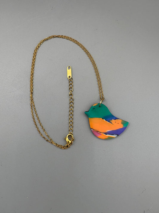 Collier oiseau aquarelle