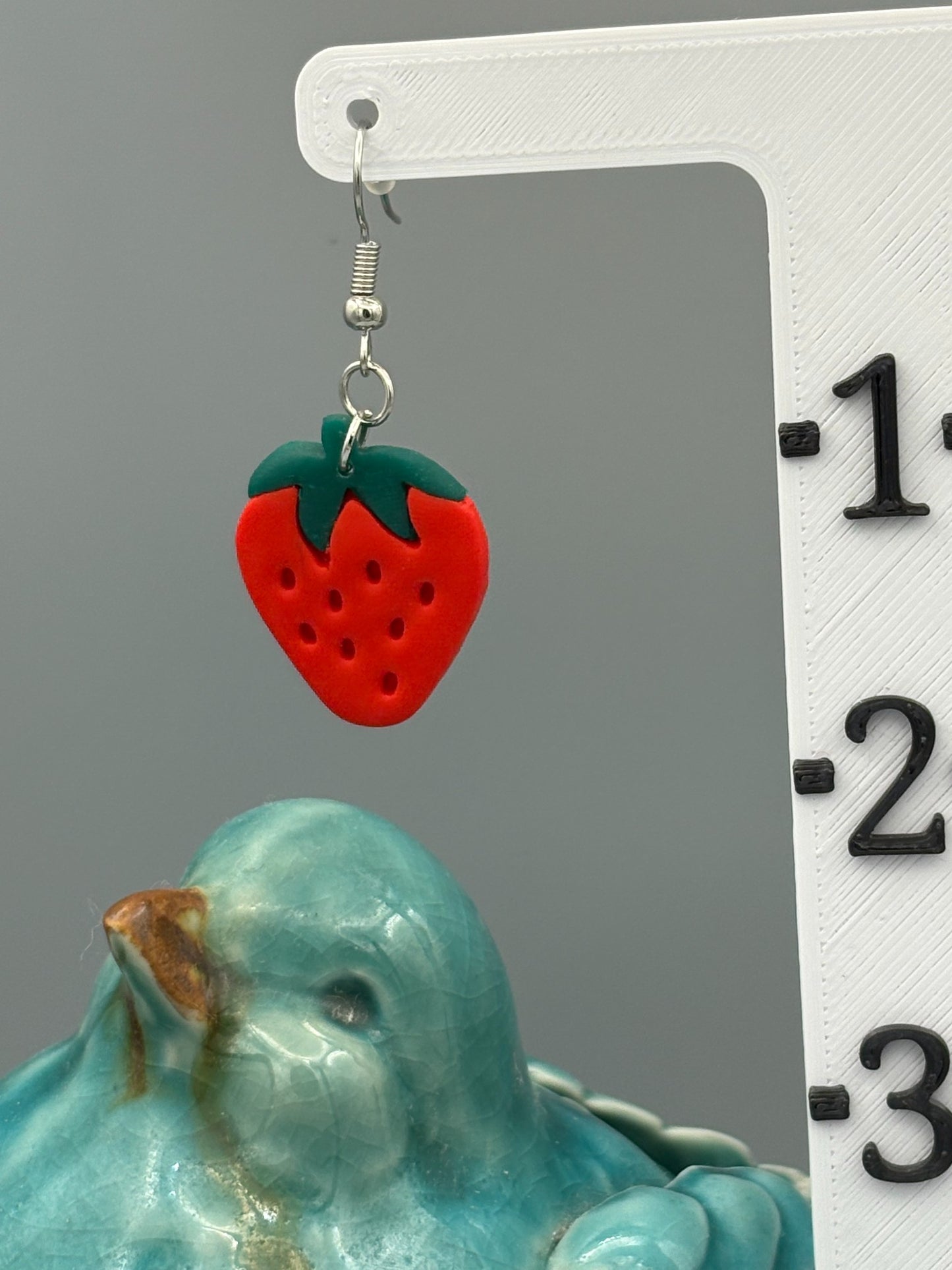 Strawberry Dangle Earrings - handcrafted polymer clay earrings by Lakeside Clay