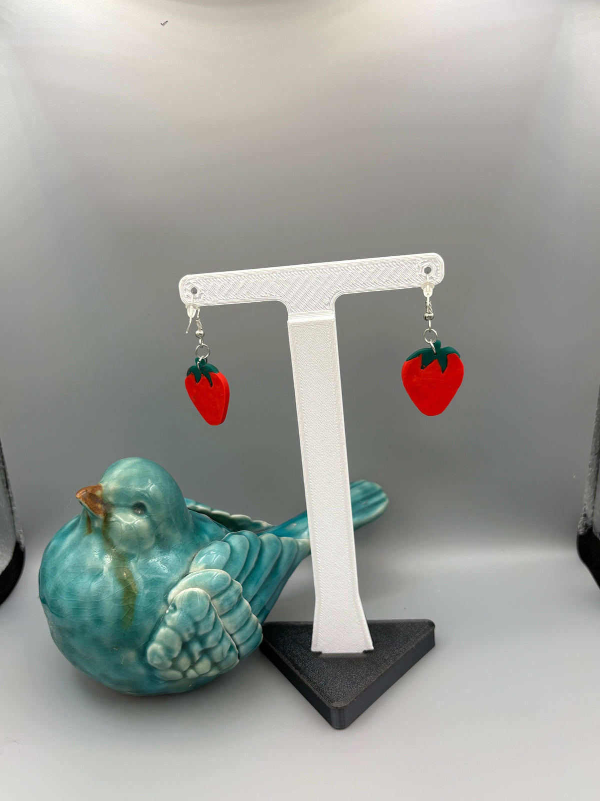 Strawberry Dangle Earrings - handcrafted polymer clay earrings by Lakeside Clay