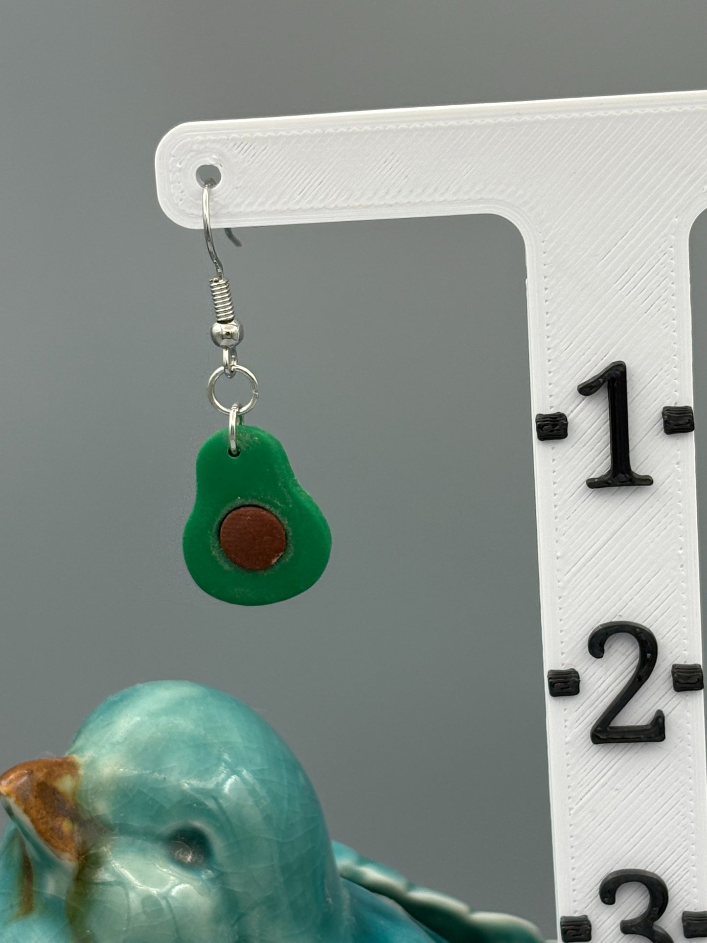 Avocado Dangle Earrings - handcrafted polymer clay earrings by Lakeside Clay