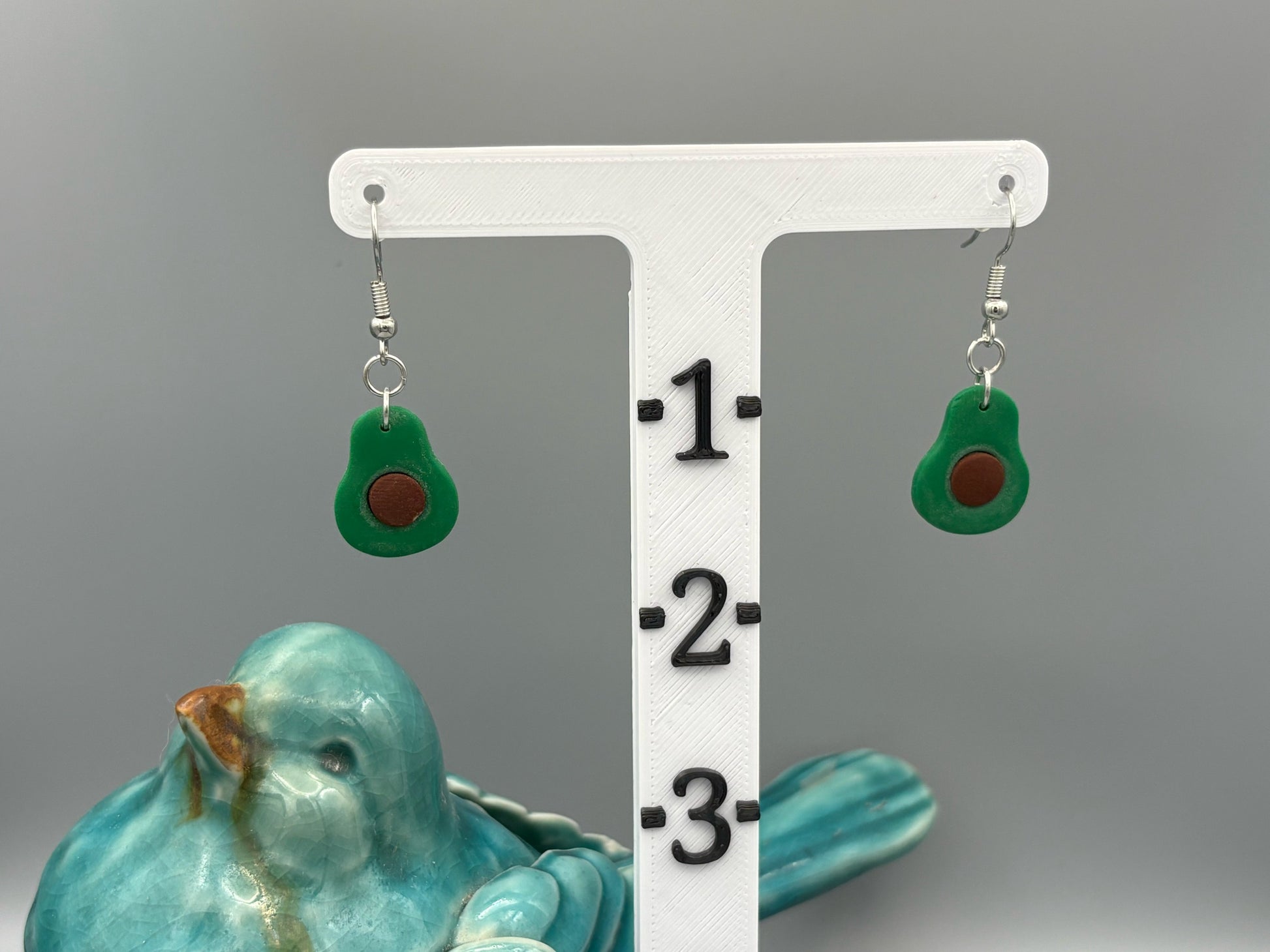 Avocado Dangle Earrings - handcrafted polymer clay earrings by Lakeside Clay