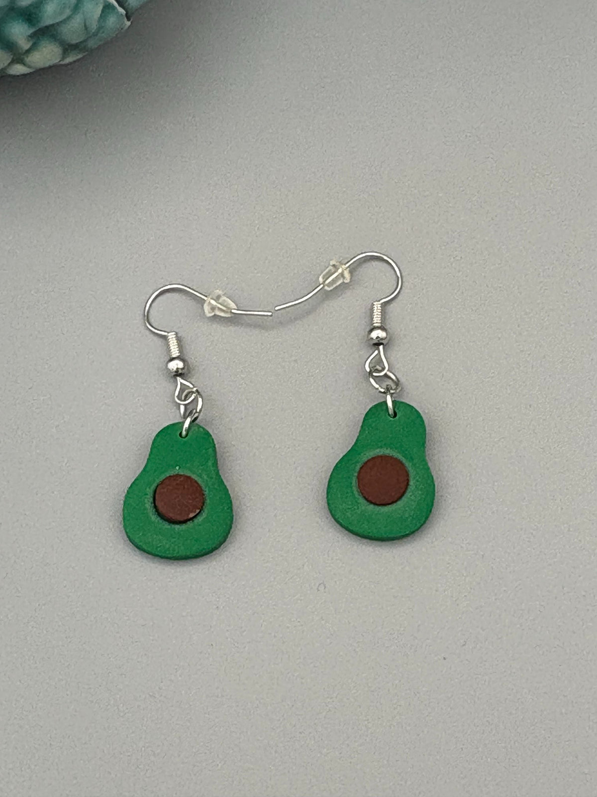Avocado Dangle Earrings - handcrafted polymer clay earrings by Lakeside Clay