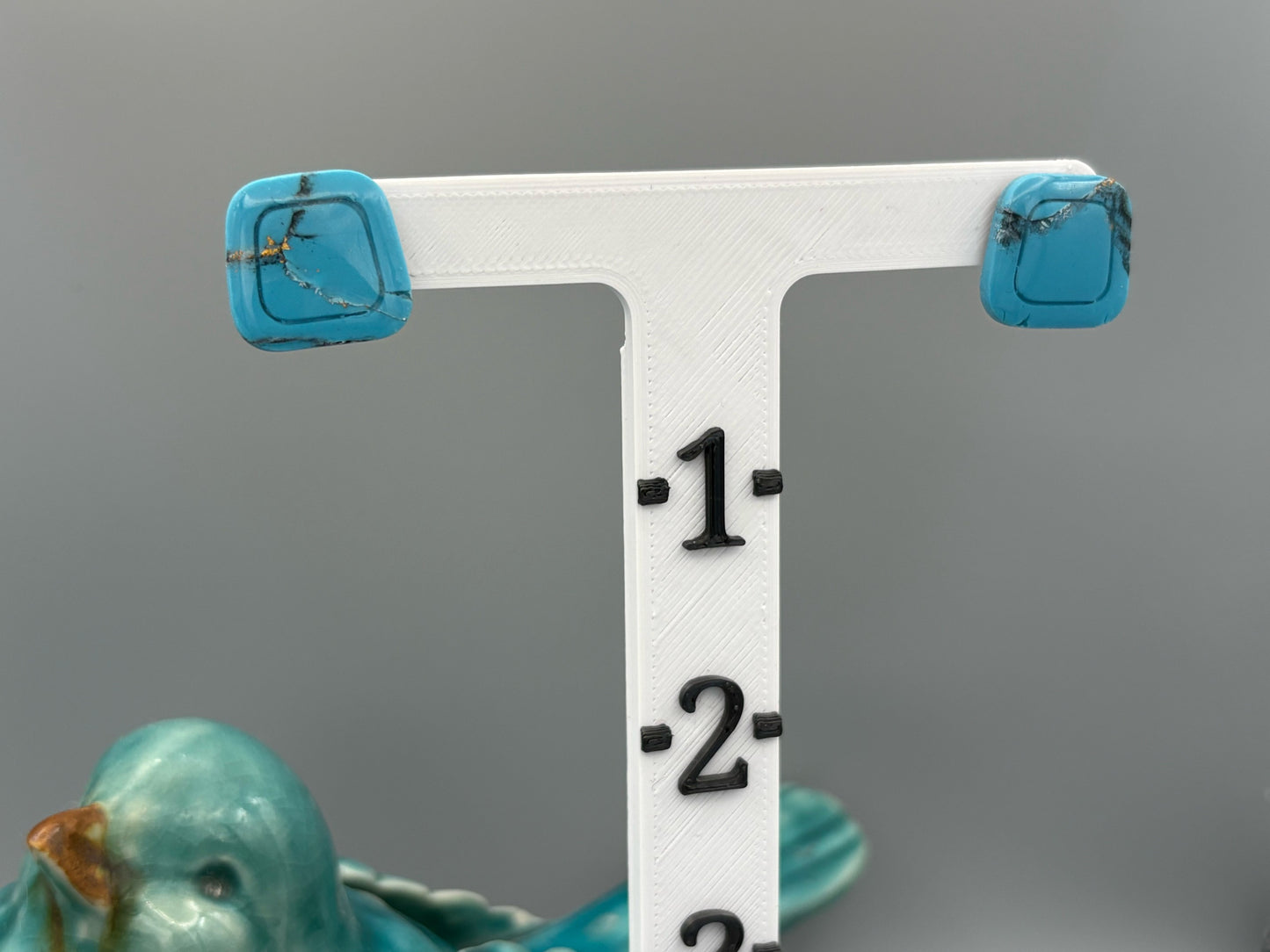 Faux Turquoise Geometric Stud Earrings - handcrafted polymer clay earrings by Lakeside Clay