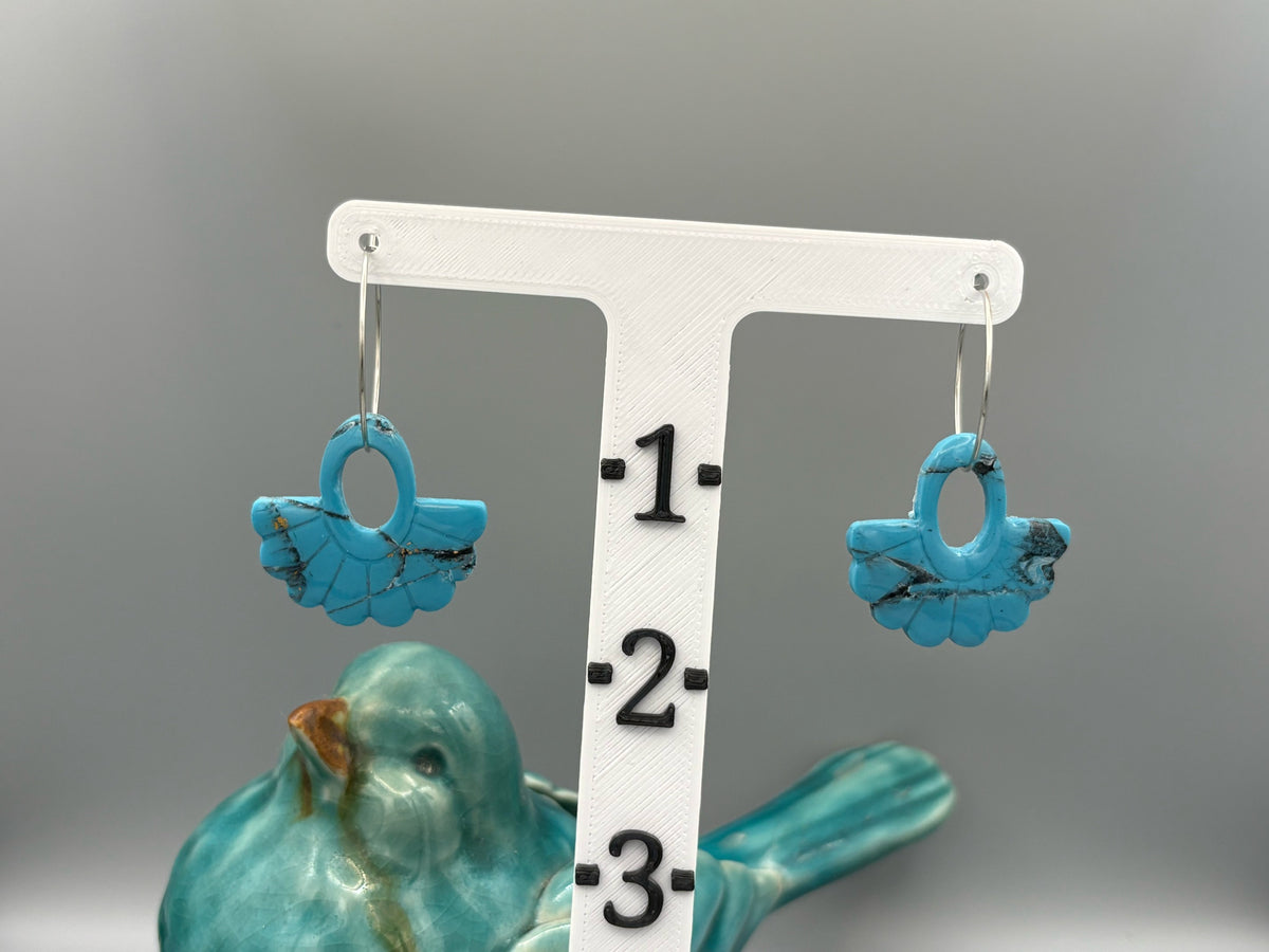 Faux Turquoise Open Oval Fan Hoop Earrings - handcrafted polymer clay earrings by Lakeside Clay