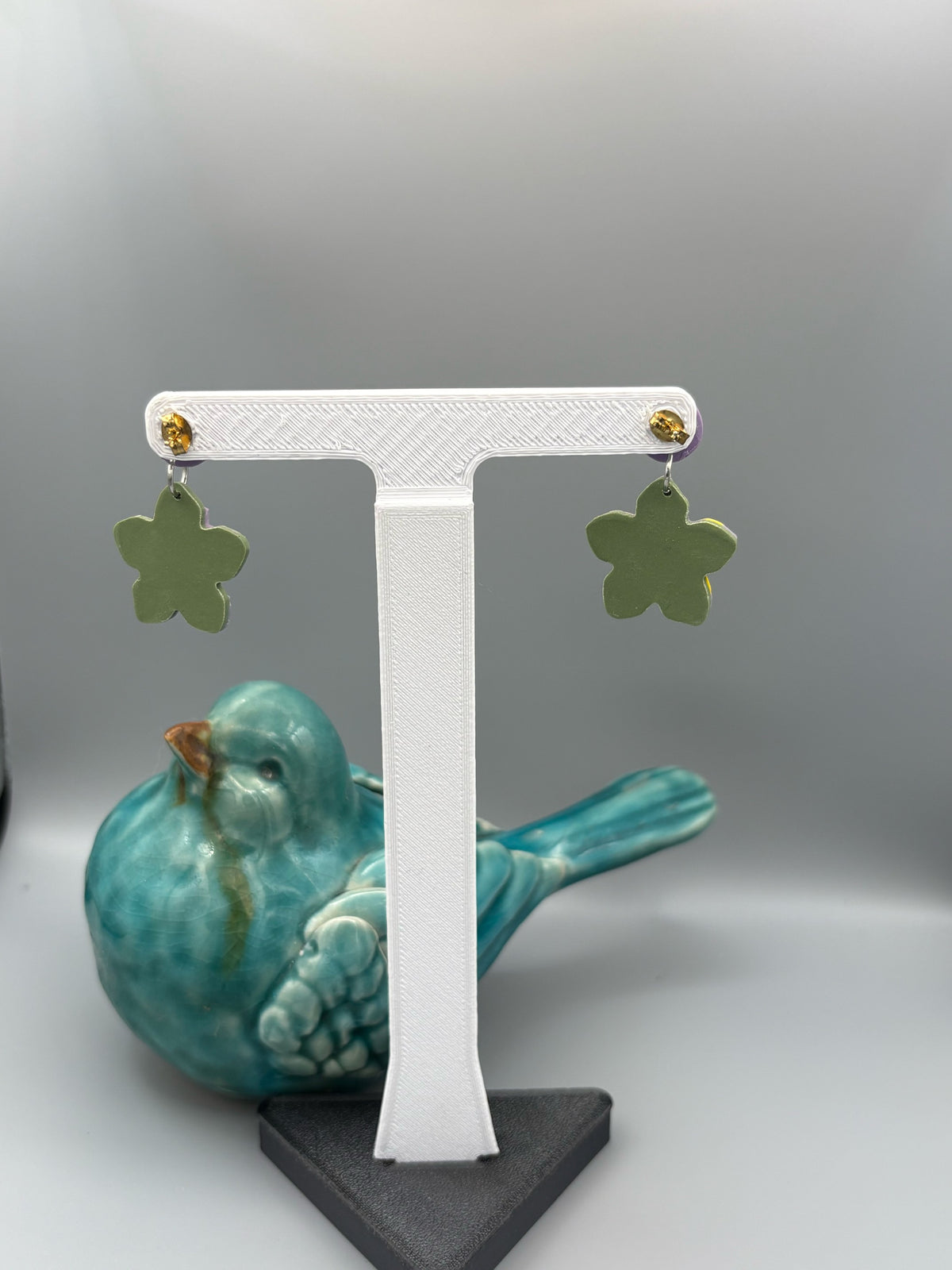 Lavender Fields Flower Dangle Earrings - handcrafted polymer clay earrings by Lakeside Clay