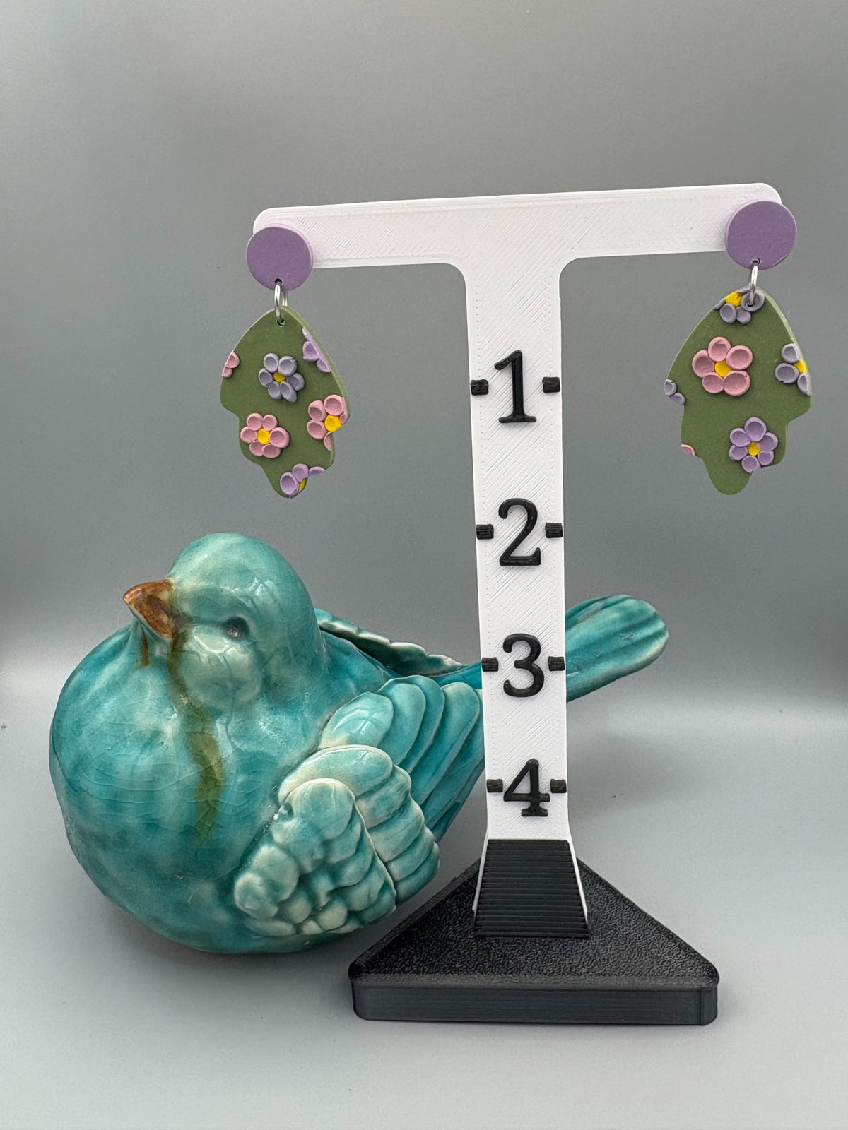 Lavender Fields Leaf Dangle Earrings - handcrafted polymer clay earrings by Lakeside Clay