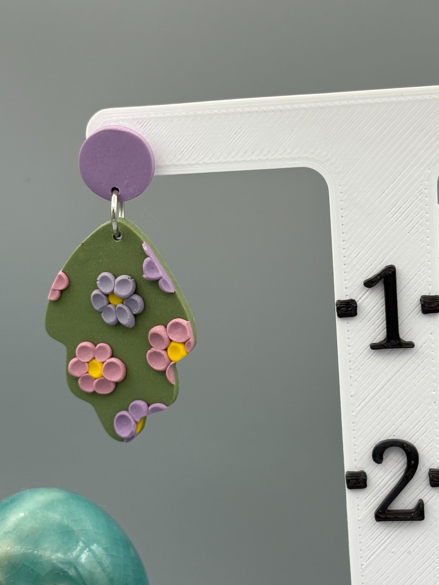 Lavender Fields Leaf Dangle Earrings - handcrafted polymer clay earrings by Lakeside Clay