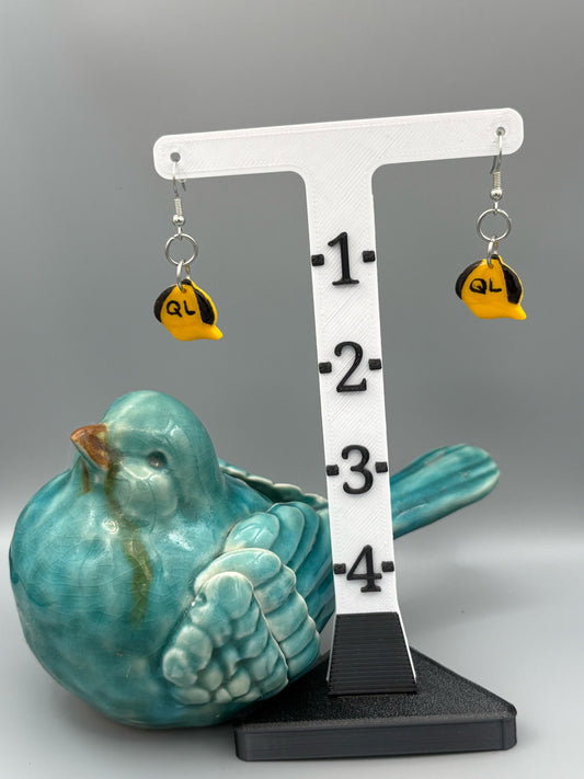 Baseball Cap Dangle Earrings - handcrafted polymer clay earrings by Lakeside Clay