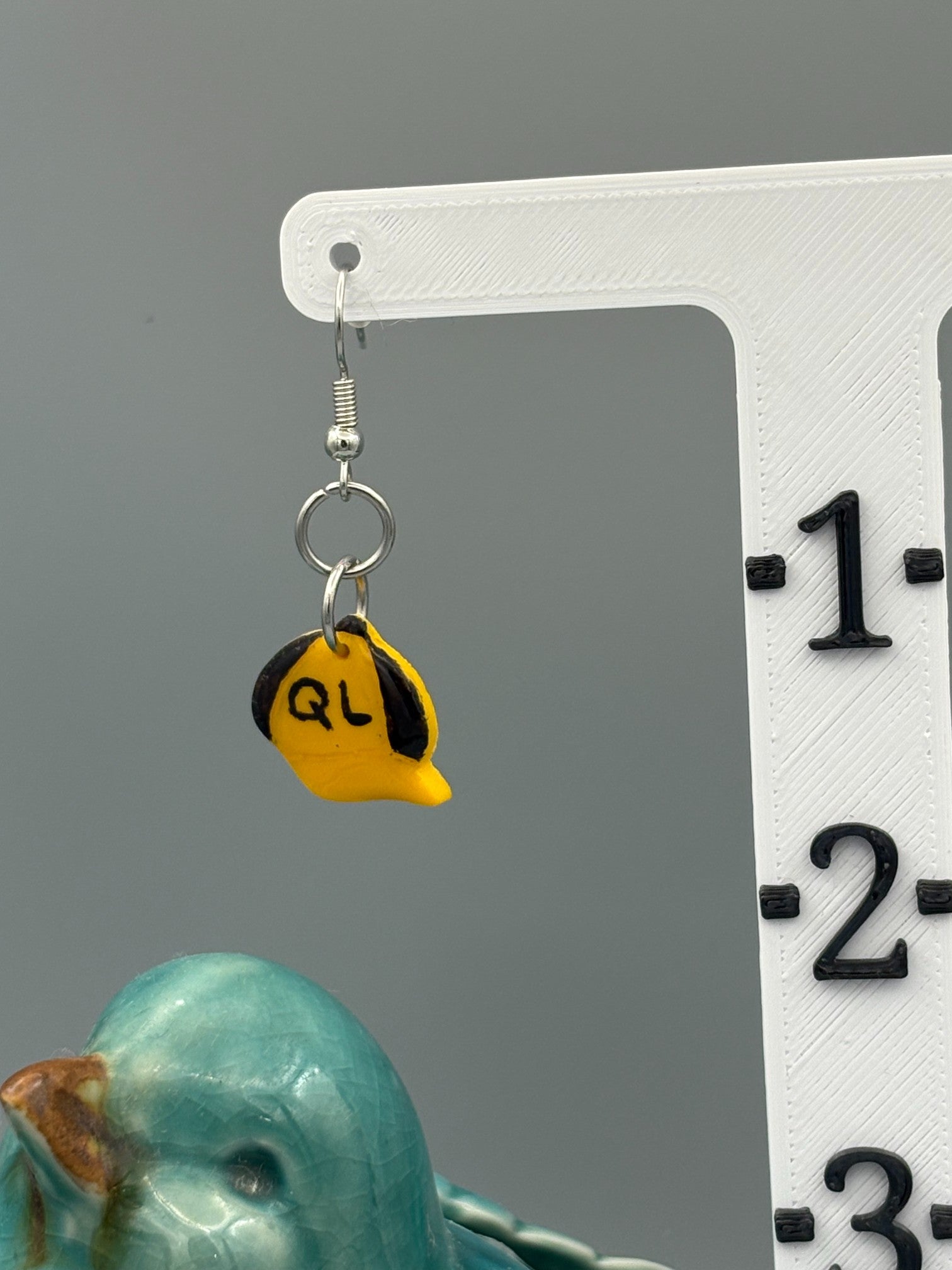 Baseball Cap Dangle Earrings - handcrafted polymer clay earrings by Lakeside Clay