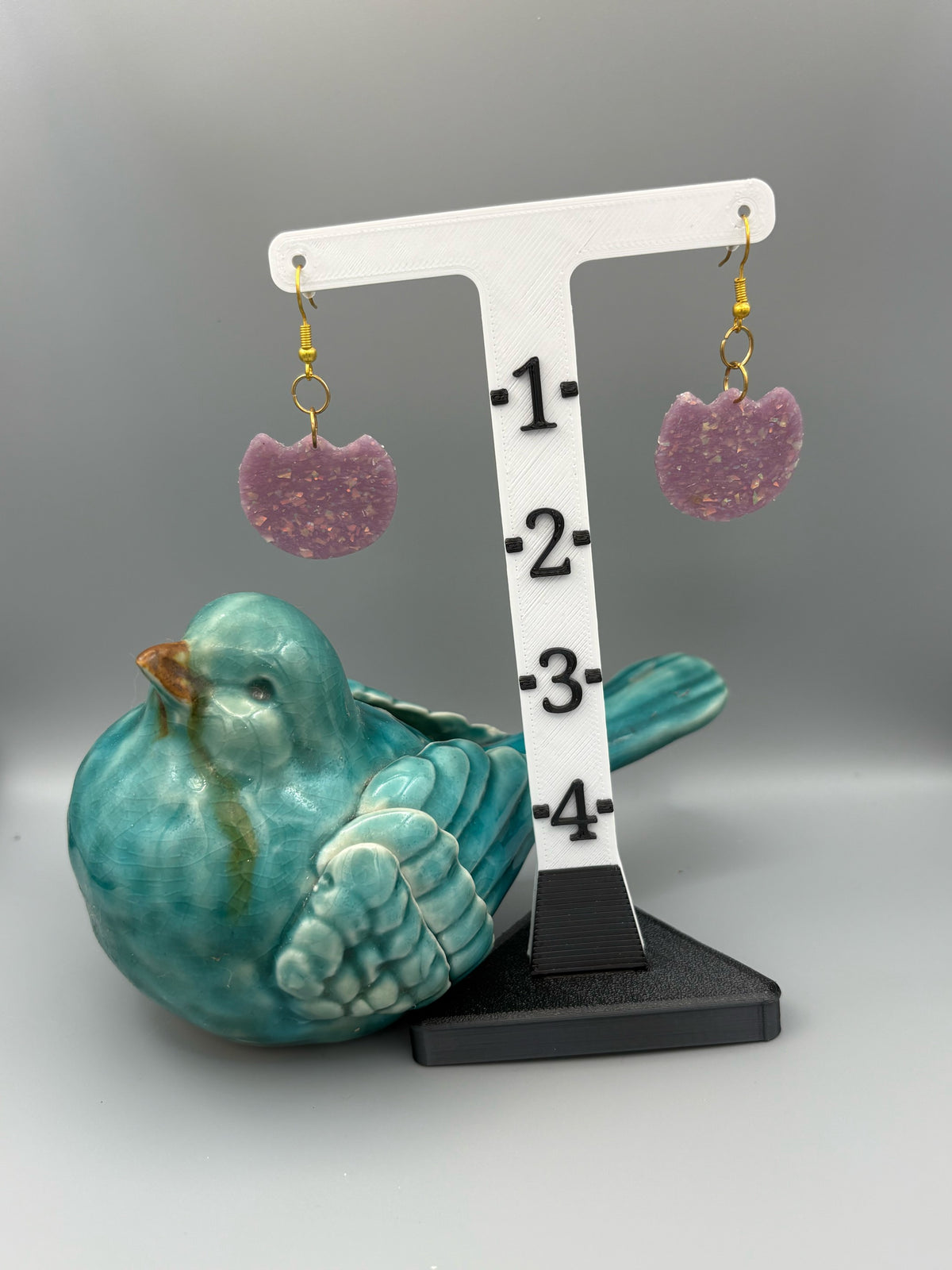 Purple Opalescent Tulip Dangle Earrings - handcrafted polymer clay earrings by Lakeside Clay