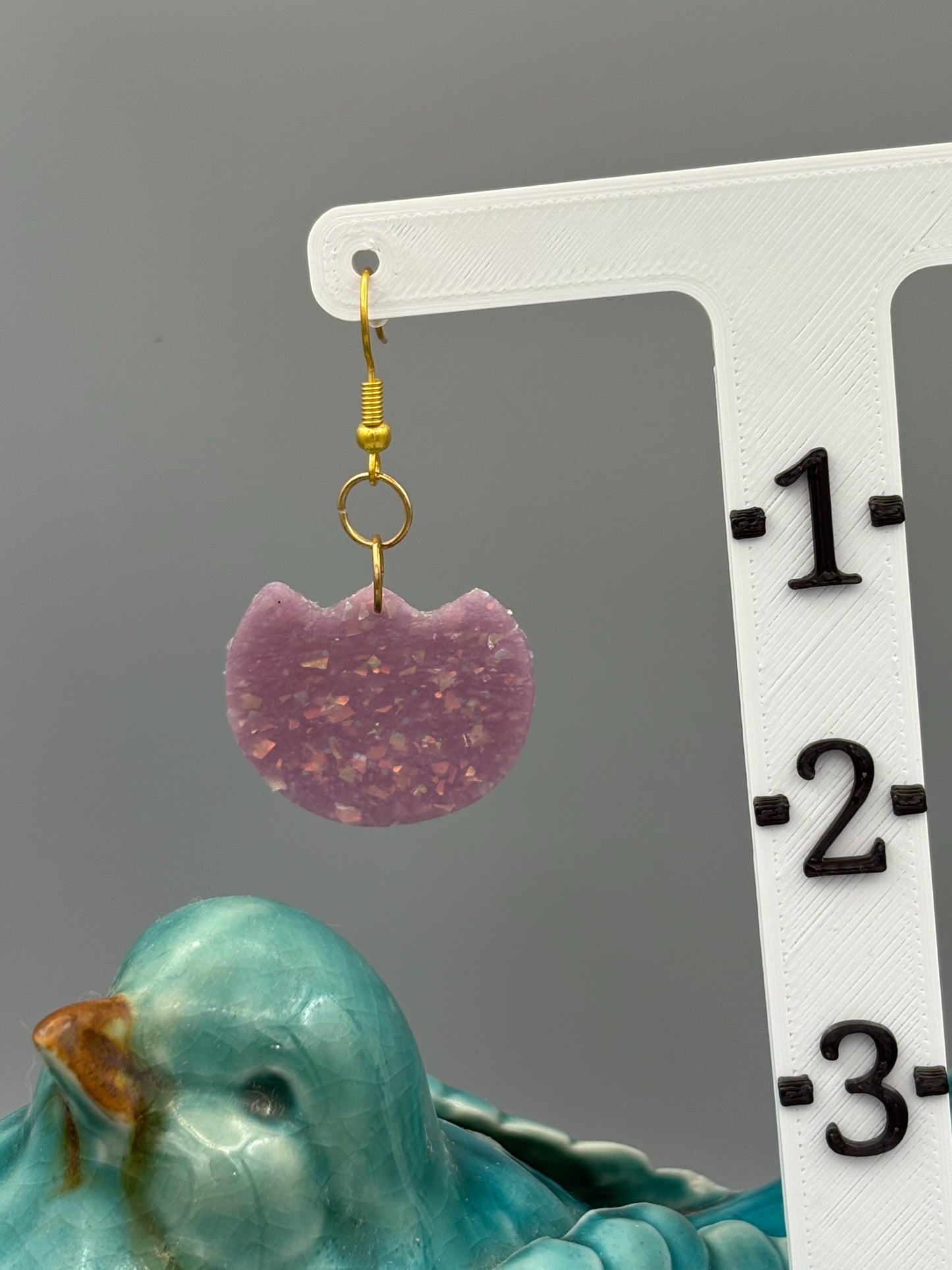 Purple Opalescent Tulip Dangle Earrings - handcrafted polymer clay earrings by Lakeside Clay