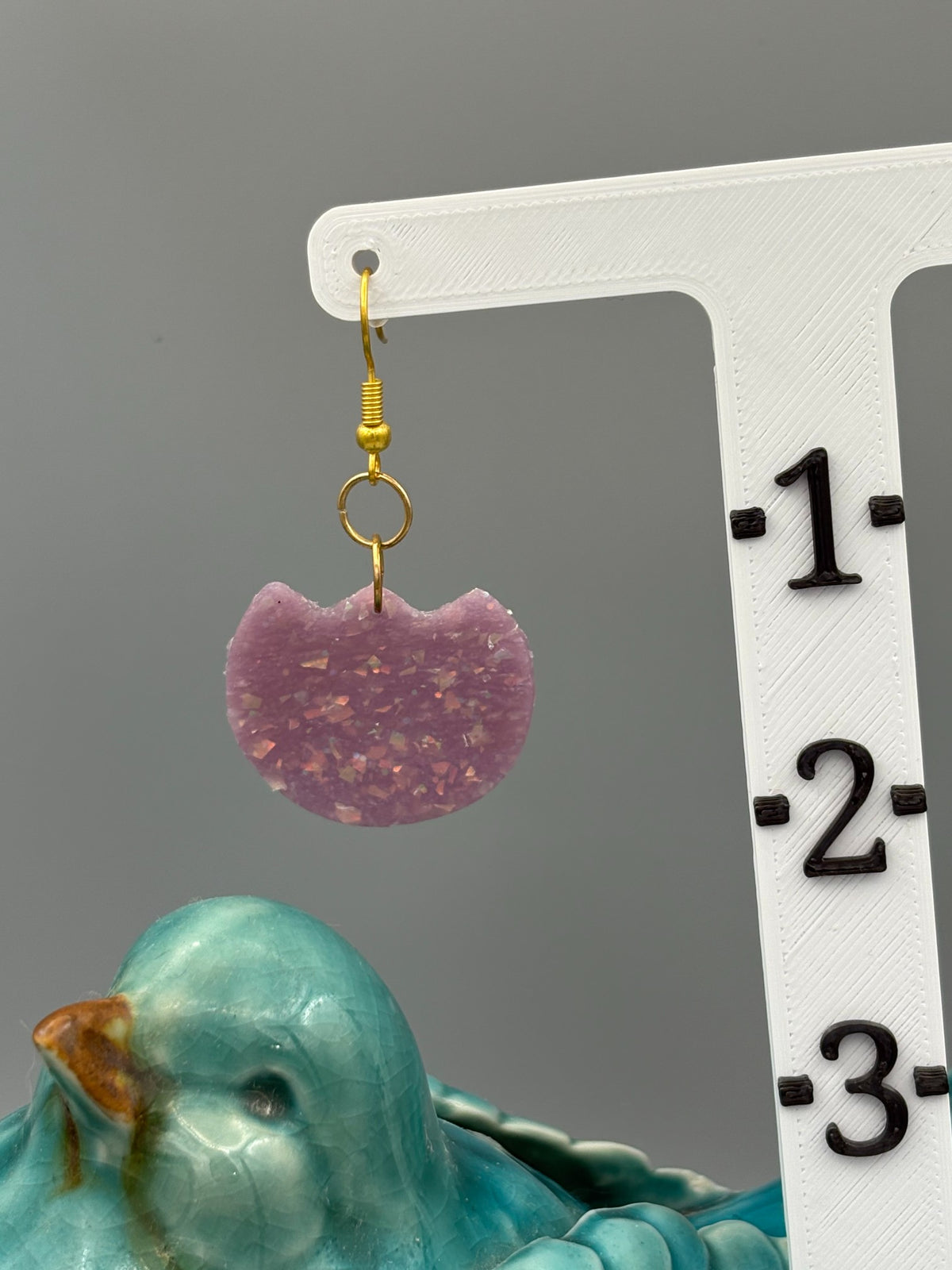Purple Opalescent Tulip Dangle Earrings - handcrafted polymer clay earrings by Lakeside Clay