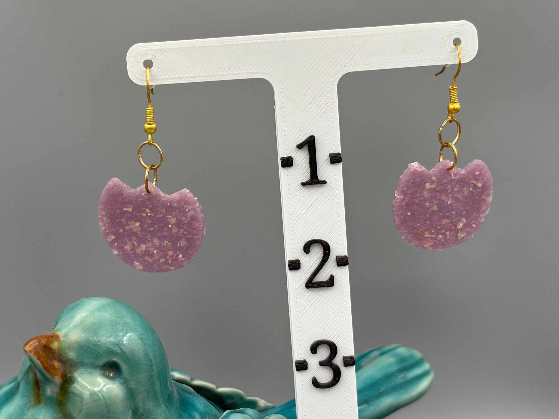 Purple Opalescent Tulip Dangle Earrings - handcrafted polymer clay earrings by Lakeside Clay