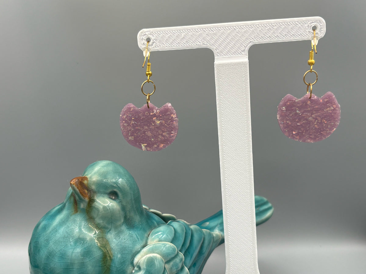 Purple Opalescent Tulip Dangle Earrings - handcrafted polymer clay earrings by Lakeside Clay