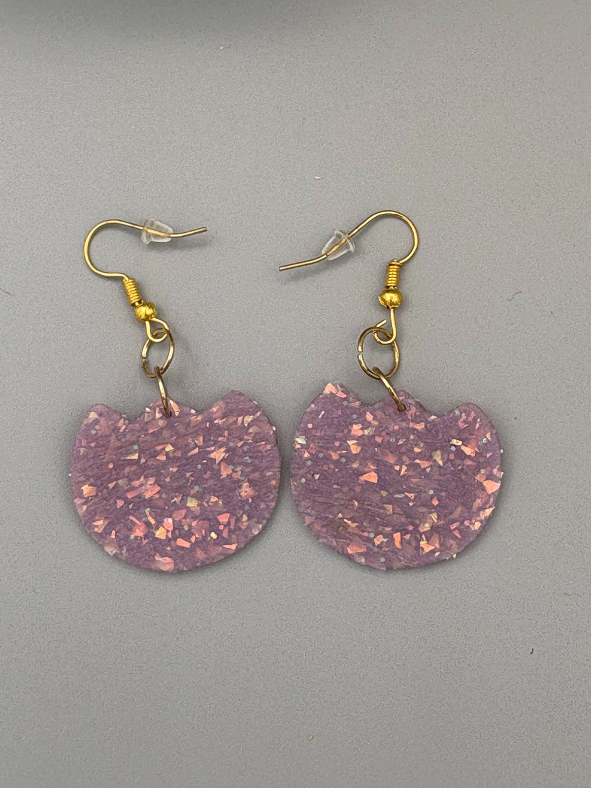 Purple Opalescent Tulip Dangle Earrings - handcrafted polymer clay earrings by Lakeside Clay