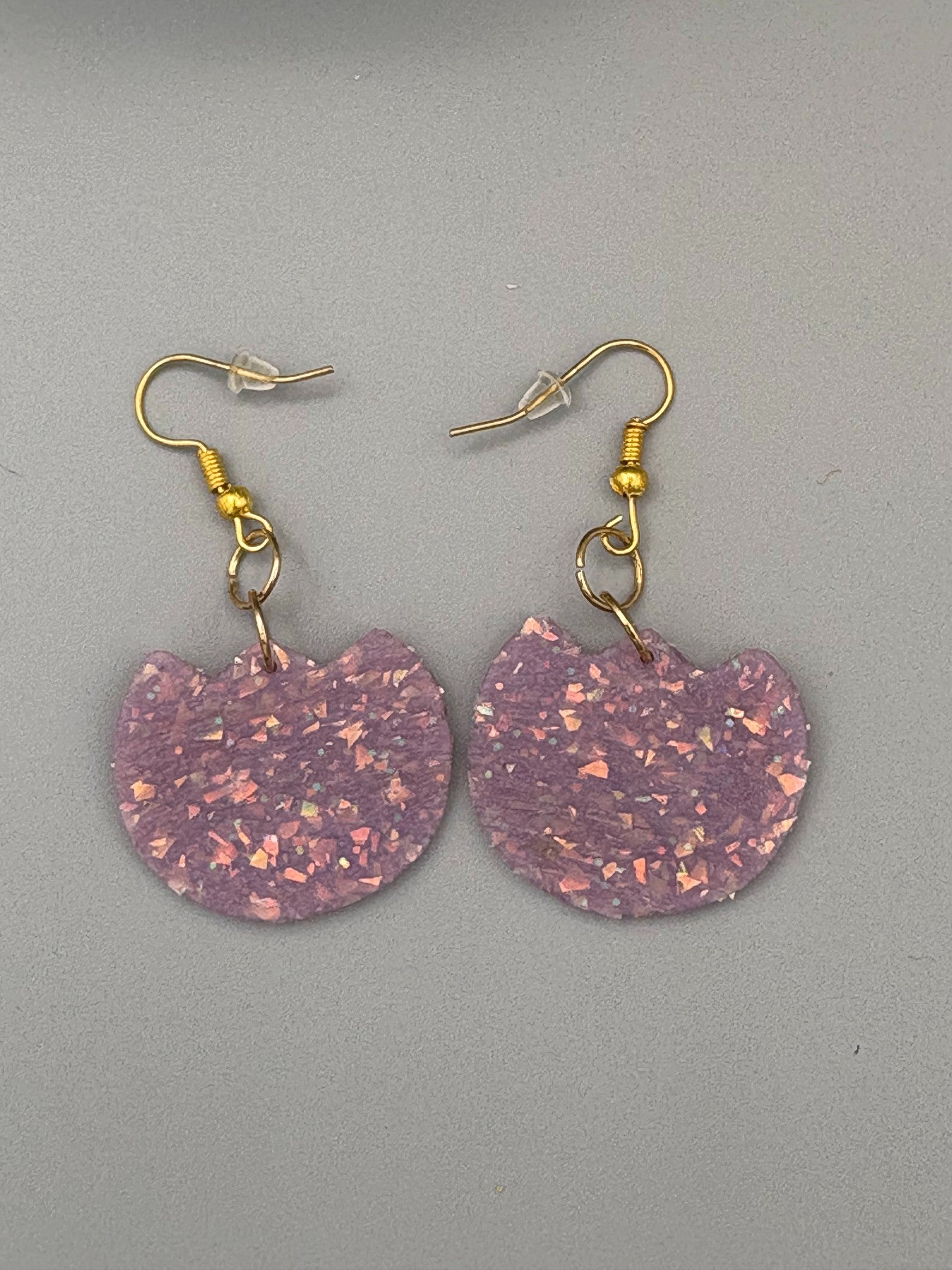 Purple Opalescent Tulip Dangle Earrings - handcrafted polymer clay earrings by Lakeside Clay