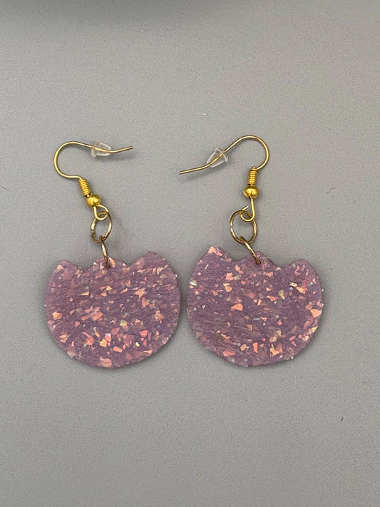Purple Opalescent Tulip Dangle Earrings - handcrafted polymer clay earrings by Lakeside Clay