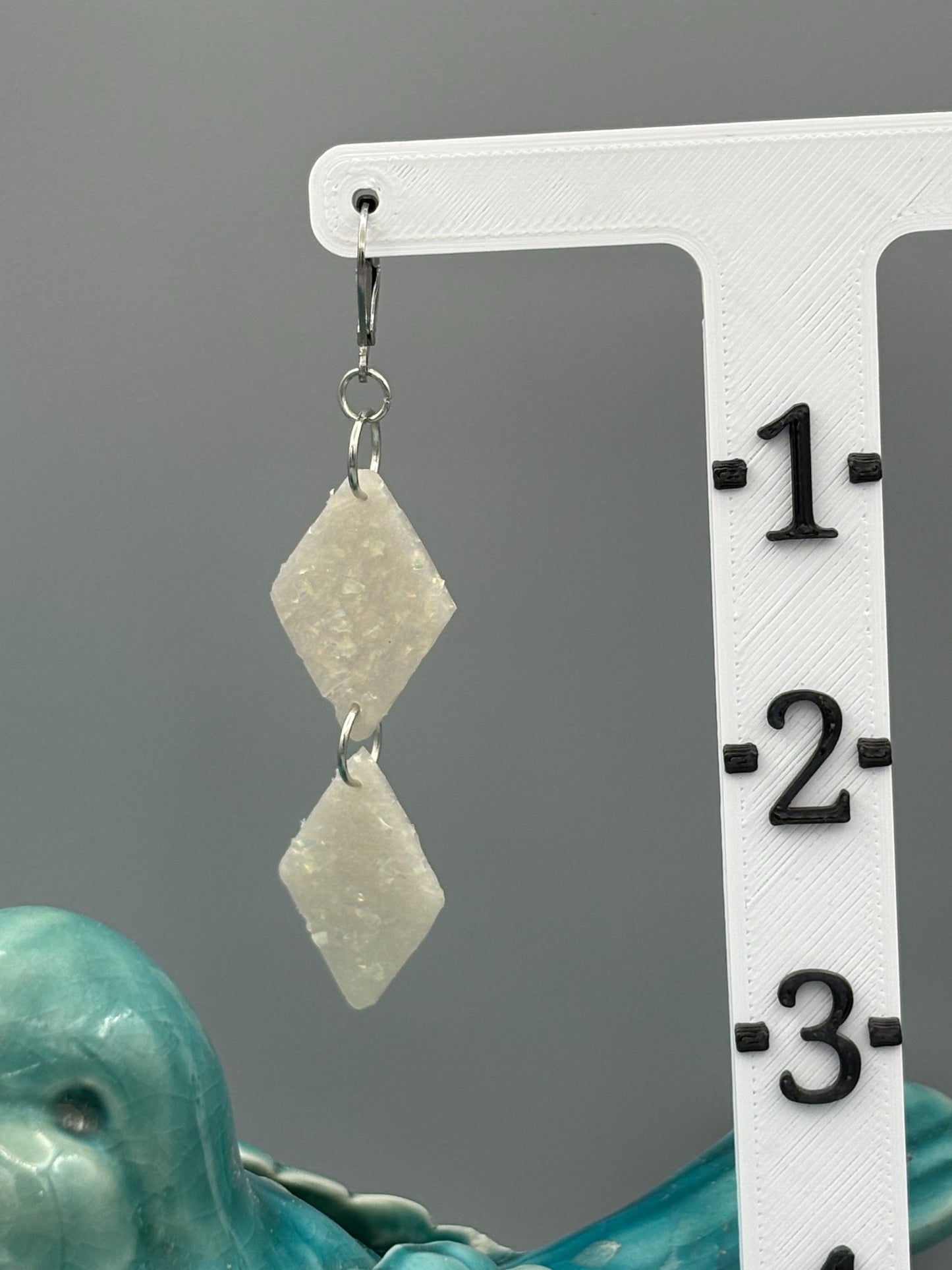 Opalescent Double Diamond Dangle Earrings - handcrafted polymer clay earrings by Lakeside Clay