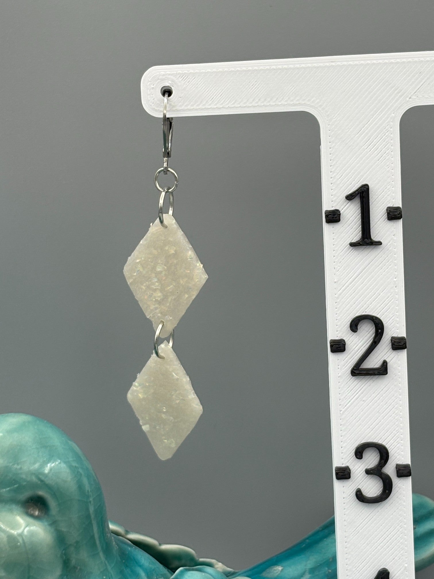 Opalescent Double Diamond Dangle Earrings - handcrafted polymer clay earrings by Lakeside Clay