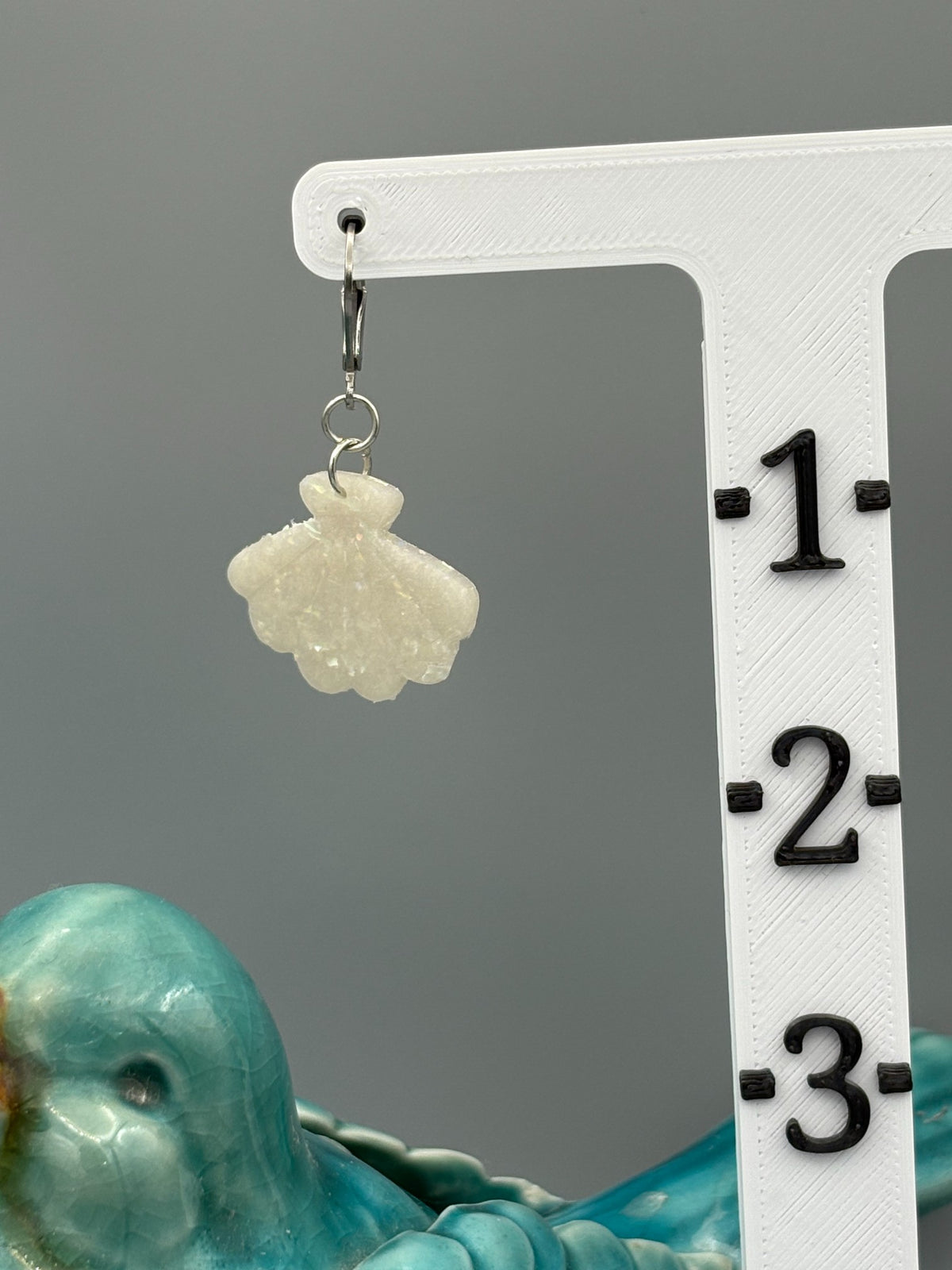 Opalescent Fan Dangle Earrings - handcrafted polymer clay earrings by Lakeside Clay