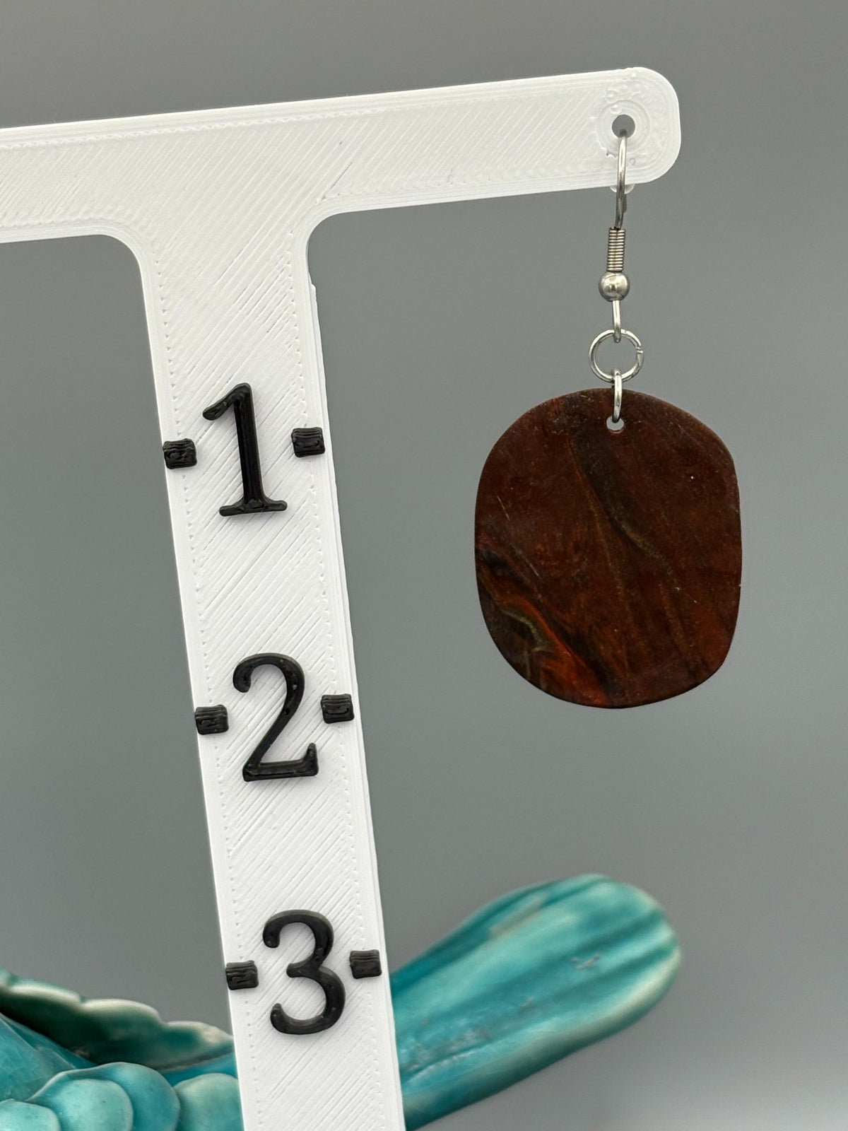 Mahogany Oval Dangle Earrings - handcrafted polymer clay earrings by Lakeside Clay