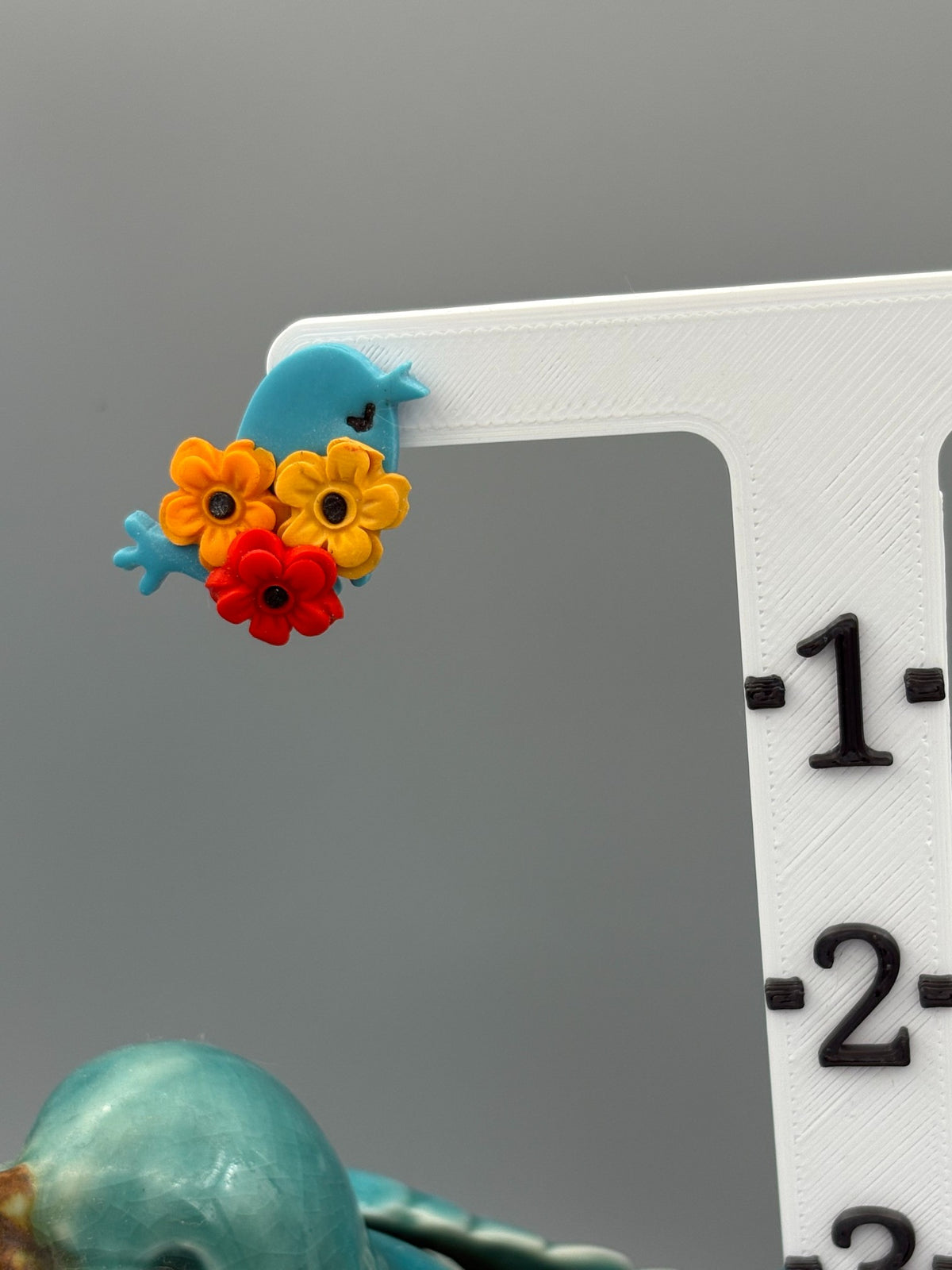 Blue Bird Flower Stud Earrings - handcrafted polymer clay earrings by Lakeside Clay
